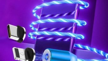 Compatible with Apple, Flowing Ligh Magnetic Streamer Data Line Cable for Iphone Android Typec