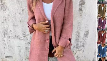 Lapel Single Breasted Cardigan With Pockets Fashion Color Solid Mid-Length Outwear Coat Womens Clothing